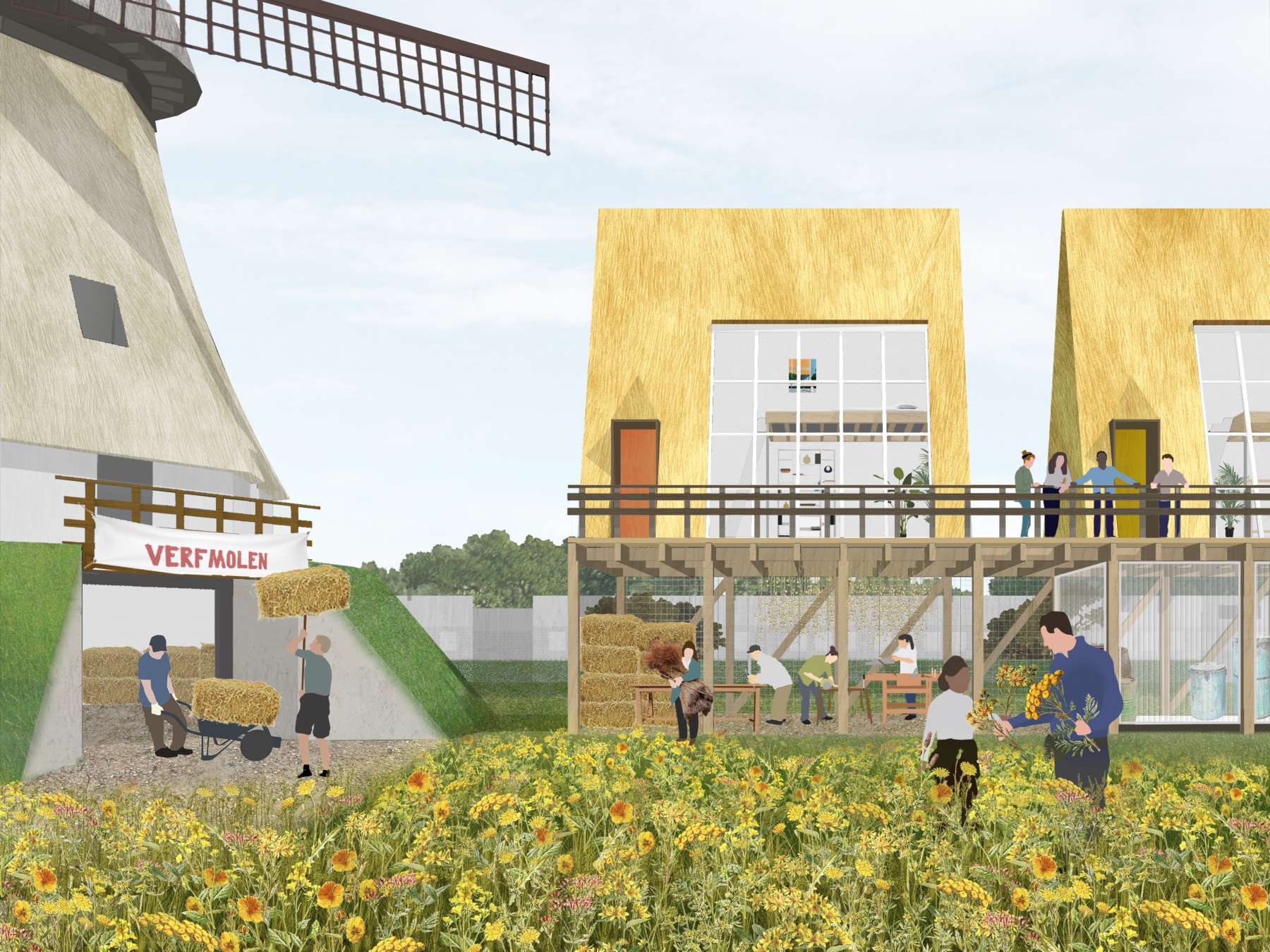 molen met molenwerkplaats en molenerf